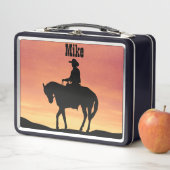 Lunch Box Cowboy à cheval au coucher du soleil (En situation)