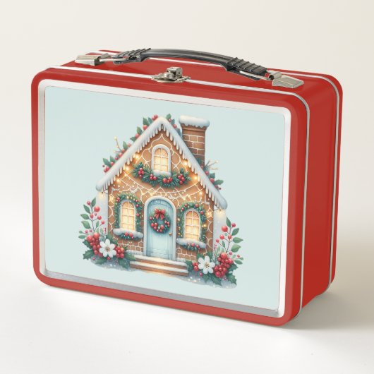 Lunch Box Cozy Gingerbread House Holiday Illustration (Devant)