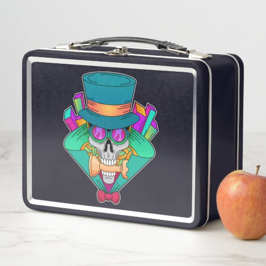 Lunch Box Crâne aux échecs avec pièce d'échecs Rook (En situation)