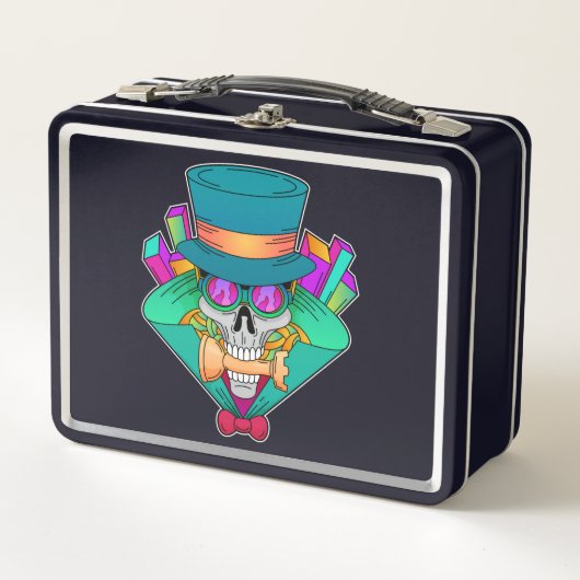 Lunch Box Crâne aux échecs avec pièce d'échecs Rook (Devant)