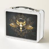 Lunch Box Crâne d'oiseau doré sur fond noir (Dos)