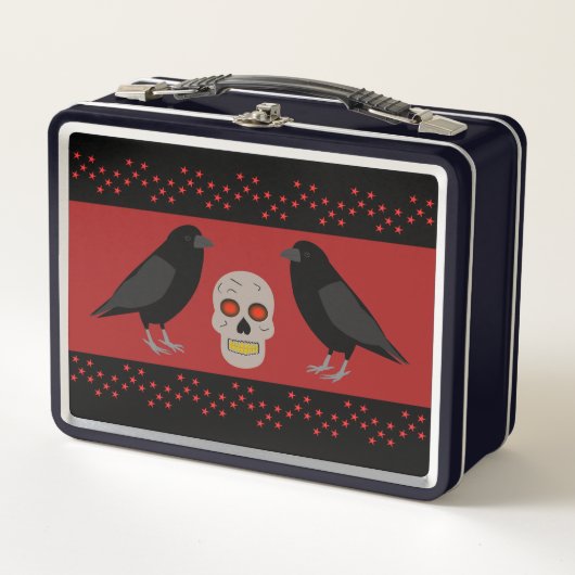 Lunch Box Crâne gothique et ravens du gardien Halloween (Devant)