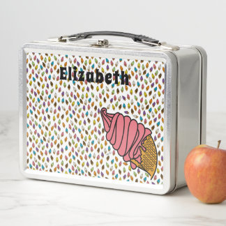 Lunch Box Crème glacée Colorful Strawberry Texte personnalis