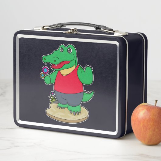 Lunch Box Crocodile aux fleurs (En situation)