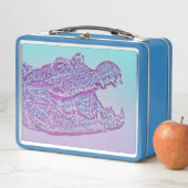 Lunch Box Crocodile bleu et violet Imprimer (En situation)