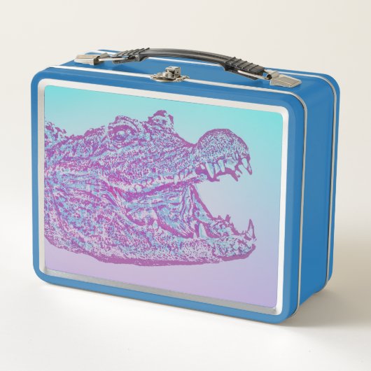 Lunch Box Crocodile bleu et violet Imprimer (Devant)