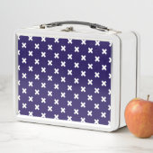Lunch Box Croix blanches sur bleu marine (En situation)