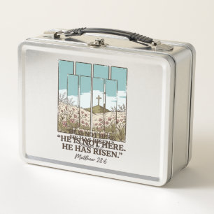 Lunch Box Croix florale chrétienne Matthieu 28_6 Vintage