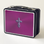 Lunch Box Croix gothique à l'apparence bossée en violet avec (Dos)