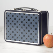 Lunch Box Croix noire coutures sur bleu-gris (En situation)