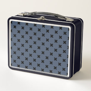 Lunch Box Croix noire coutures sur bleu-gris