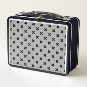 Lunch Box Croix noire coutures sur gris