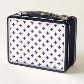 Lunch Box Croix pois bleus marine sur fond blanc (Dos)