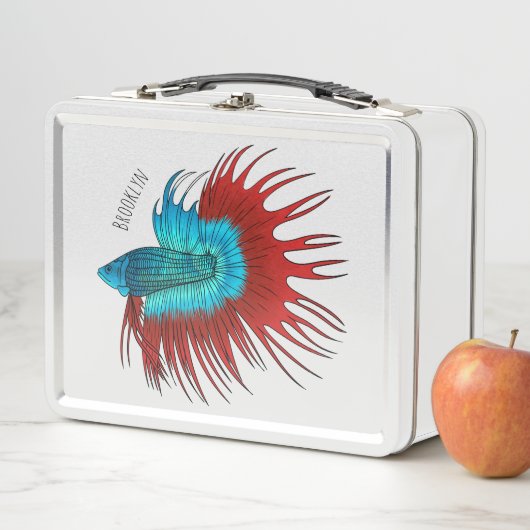 Lunch Box Crowntail betta fish dessin animé (En situation)