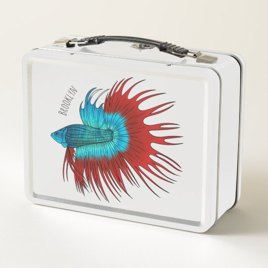 Lunch Box Crowntail betta fish dessin animé (Dos)