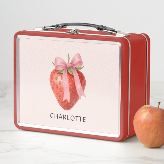 Lunch Box Cuisine Fruit de fraise Bow rose Coquette Monogram (En situation)
