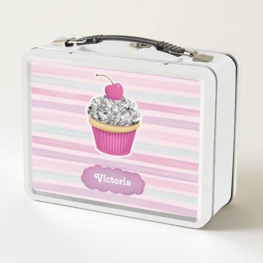 Lunch Box Cupcake rose Fille mignonne (Dos)