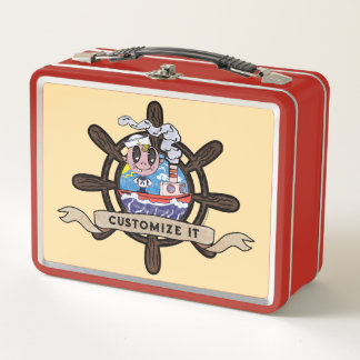 Lunch Box Custom Cartoon Sailor Nautical Ship Wheel
