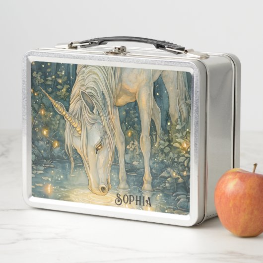 Lunch Box Custom Enchanted Emerald Forest Unicorn  (En situation)