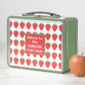 Lunch Box Custom Green & Red Strawberry Motif Enseignant (En situation)