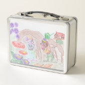 Lunch Box Custom Kids Artwork, deux mignonnes souris, fleurs (Dos)