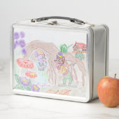 Lunch Box Custom Kids Artwork, deux mignonnes souris, fleurs (En situation)