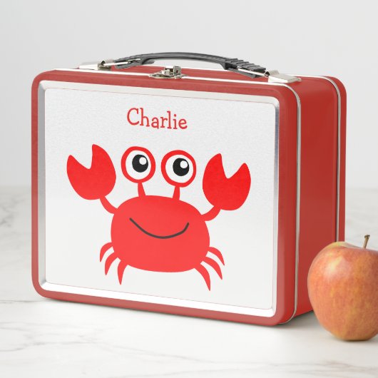 Lunch Box Custom Name Happy Crab (En situation)