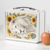 Lunch Box Custom Name Lunch Box, Sunflower Magical Lion (En situation)