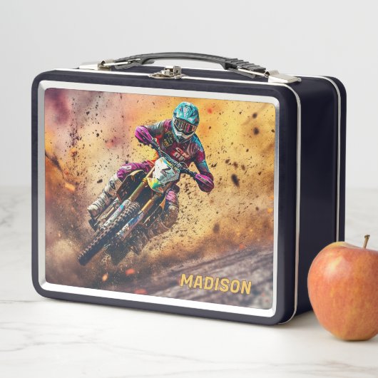 Lunch Box Custom Name Motocross (En situation)