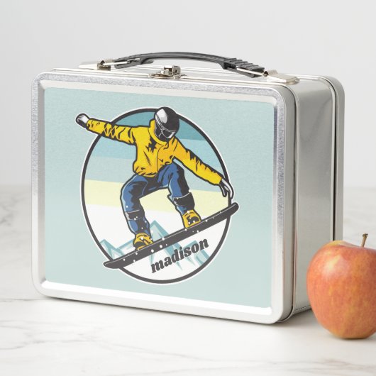 Lunch Box Custom Name Snowboarder (En situation)