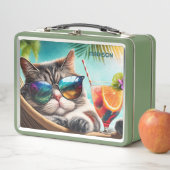 Lunch Box Custom Name Vacation Cat (En situation)