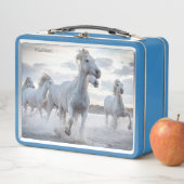 Lunch Box Custom Name White Horses (En situation)