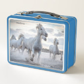Lunch Box Custom Name White Horses (Devant)