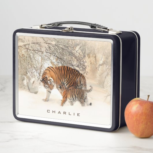 Lunch Box Custom name Winter Tigers (En situation)