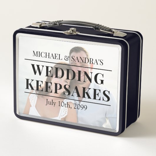 Lunch Box Customizable Photo Wedding Keepsakes Metallic Box (Devant)