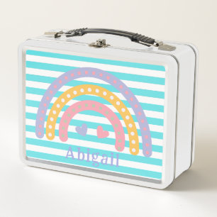 Lunch Box Cute Amusante Kawaii Arc-en-ciel Aquamarine Stripe