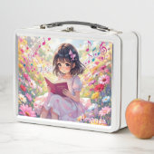 Lunch Box Cute Anime Girl Reading a Book Personalized (En situation)