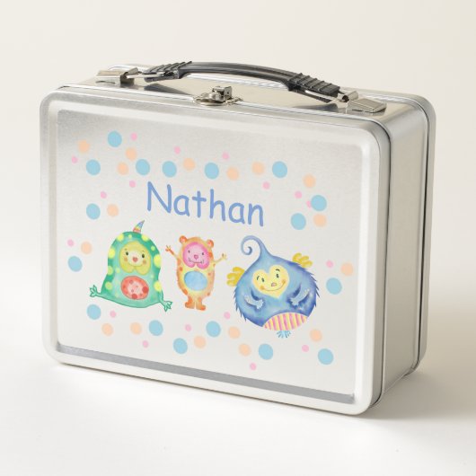 Lunch Box Cute aquarelle Petits monstres Personnalisés (Devant)