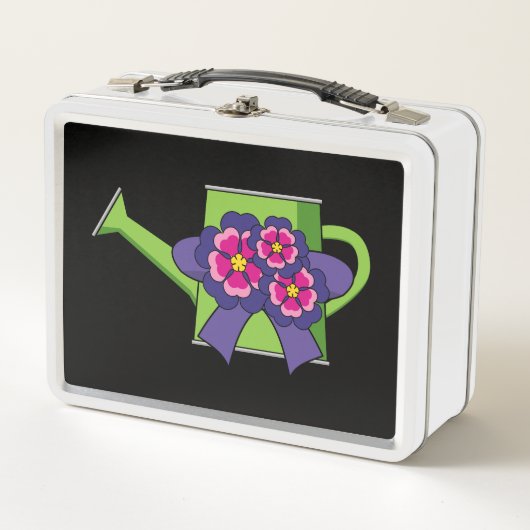 Lunch Box Cute arrosage canne avec Bouquet de fleurs (Devant)