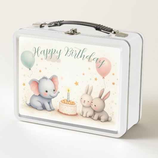 Lunch Box Cute Birthday Greeting with Animal Friends (Devant)