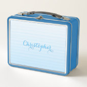 Lunch Box Cute Blue Motif Monogrammé Garçons École pour enfa (Devant)