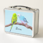 Lunch Box Cute budgie couple - personnalisable (Devant)