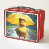 Lunch Box Cute Canard avec parapluie jaune Rainy Day Art (Devant)