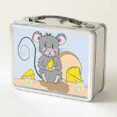 Lunch Box Cute Cartoon Gris Souris Manger Fromage Petit Déje (Dos)