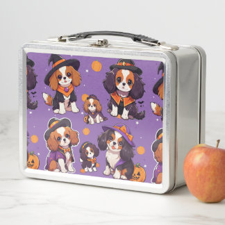 Lunch Box Cute Cavalier King Charles halloween motif