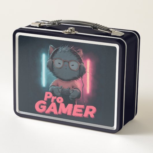 Lunch Box Cute chat "Pro Gamer" avec casque (Devant)