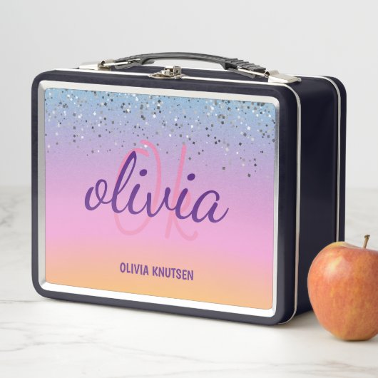 Lunch Box Cute Chic Parties scintillant violet rose Personna (En situation)