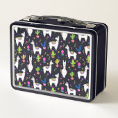 Lunch Box Cute Colorful Alpaca Cactus Custom Name (Dos)