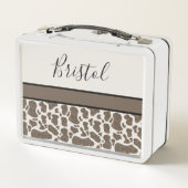Lunch Box Cute Cow Spots Poster de animal Votre Nom (Dos)