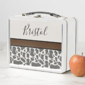Lunch Box Cute Cow Spots Poster de animal Votre nom Noir Bla (En situation)